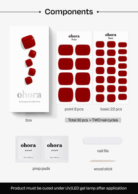ohora fully cured strips under LED lamp illustrating long-lasting waterproof shine