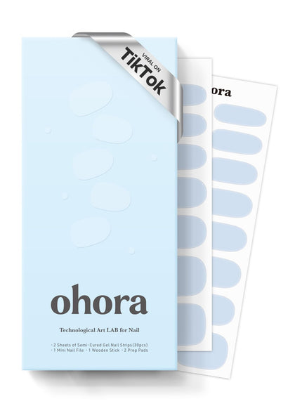 ohora front packaging showing N Greyish Blue set and included tools, quick salon results