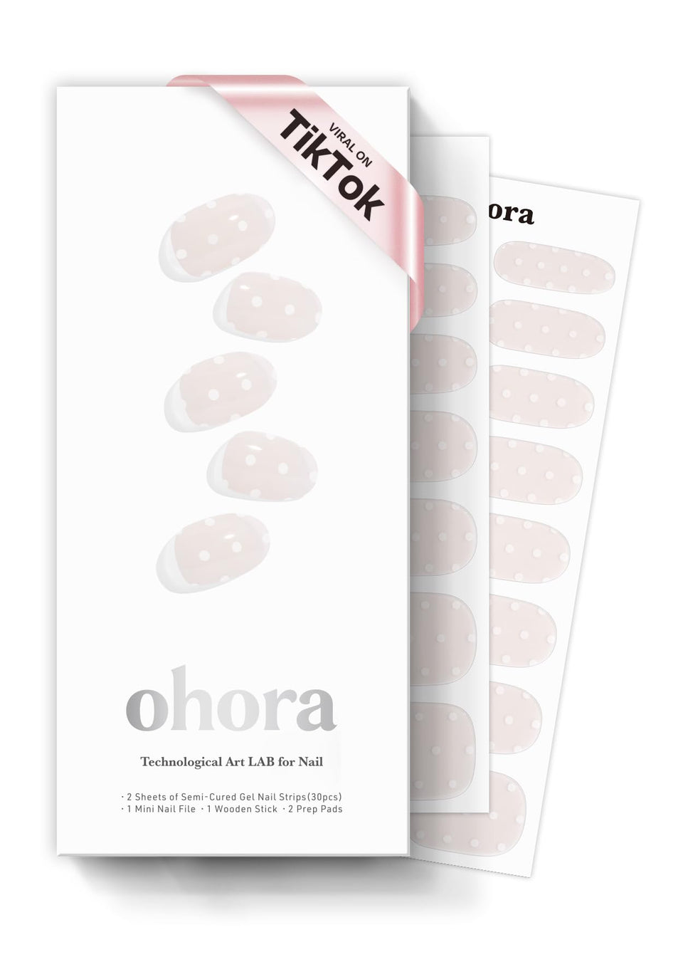 ohora front packaging showing N Polka Blanc and kit contents, easy at-home use