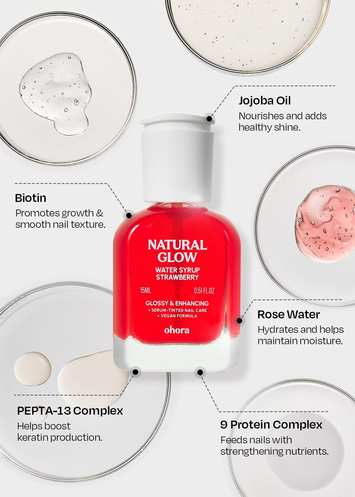 ohora hands with strawberry-tinted nails in lifestyle shot showing natural glow benefit