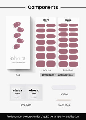 ohora N Bare Plum size selection laid out to show 15 sizing options