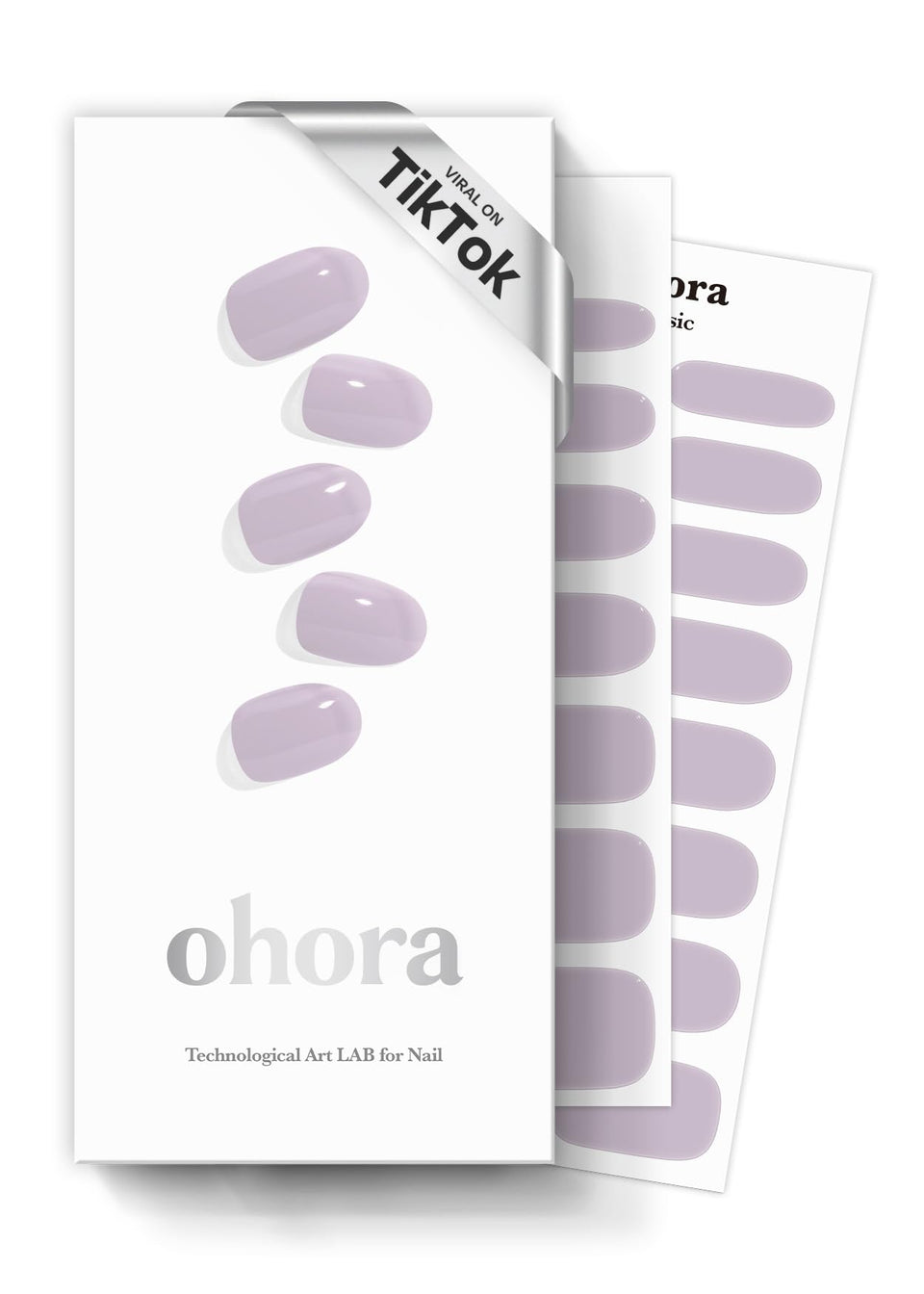 ohora front packaging showing lavender gel strips and included tools for easy application