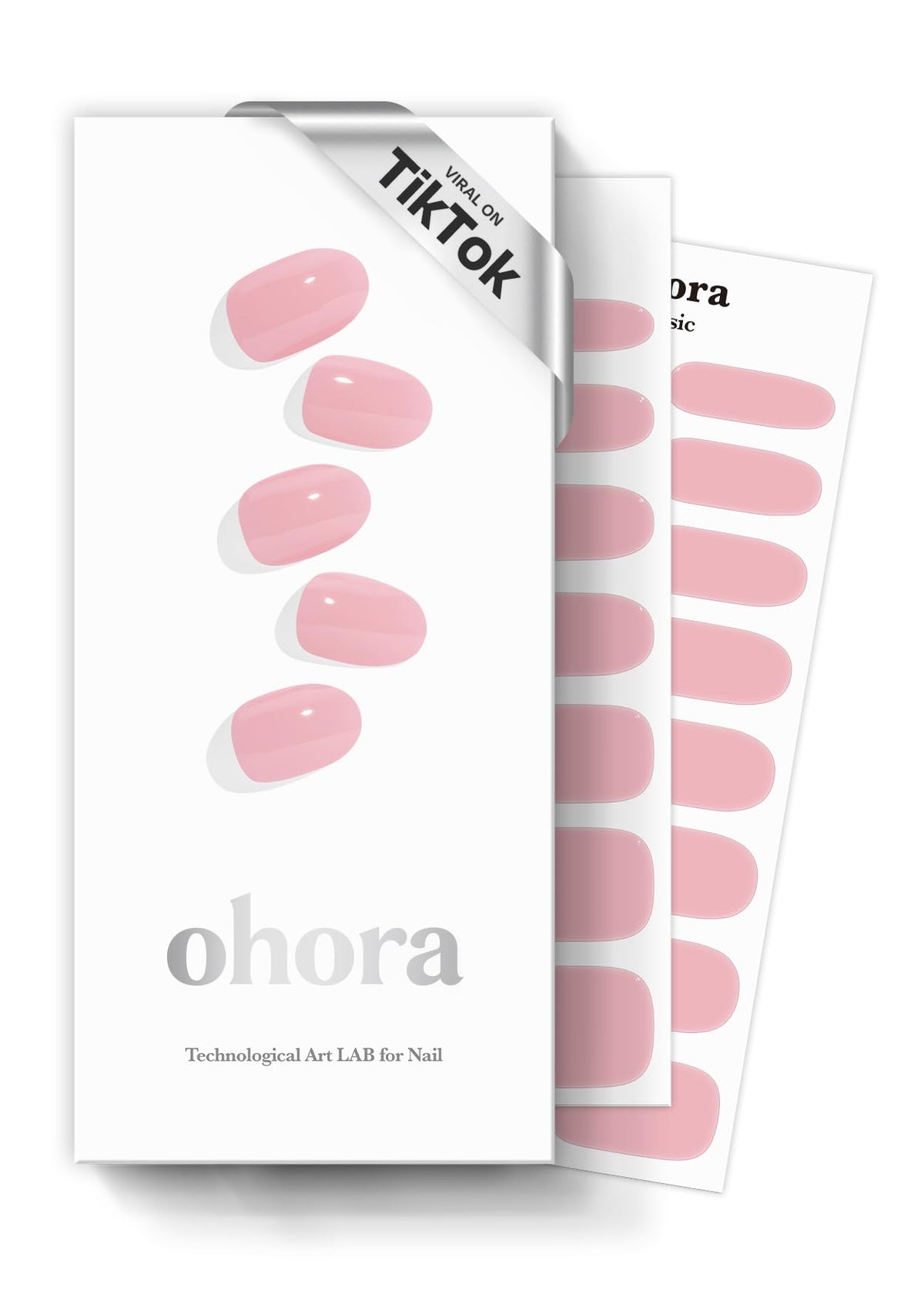 ohora front packaging showing kit contents and pink gel color for easy at-home nails