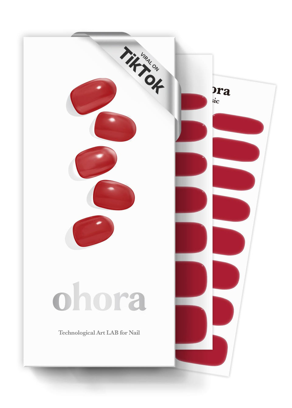 ohora front packaging display showing complete red gel strip kit and tools, convenient