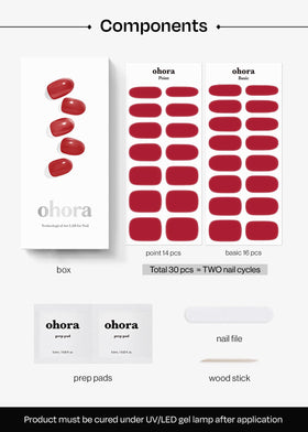 ohora applied on hands in lifestyle scene showing durable salon-quality red manicure
