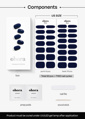 ohora finished manicure on hands in lifestyle scene showing durable salon-quality blue
