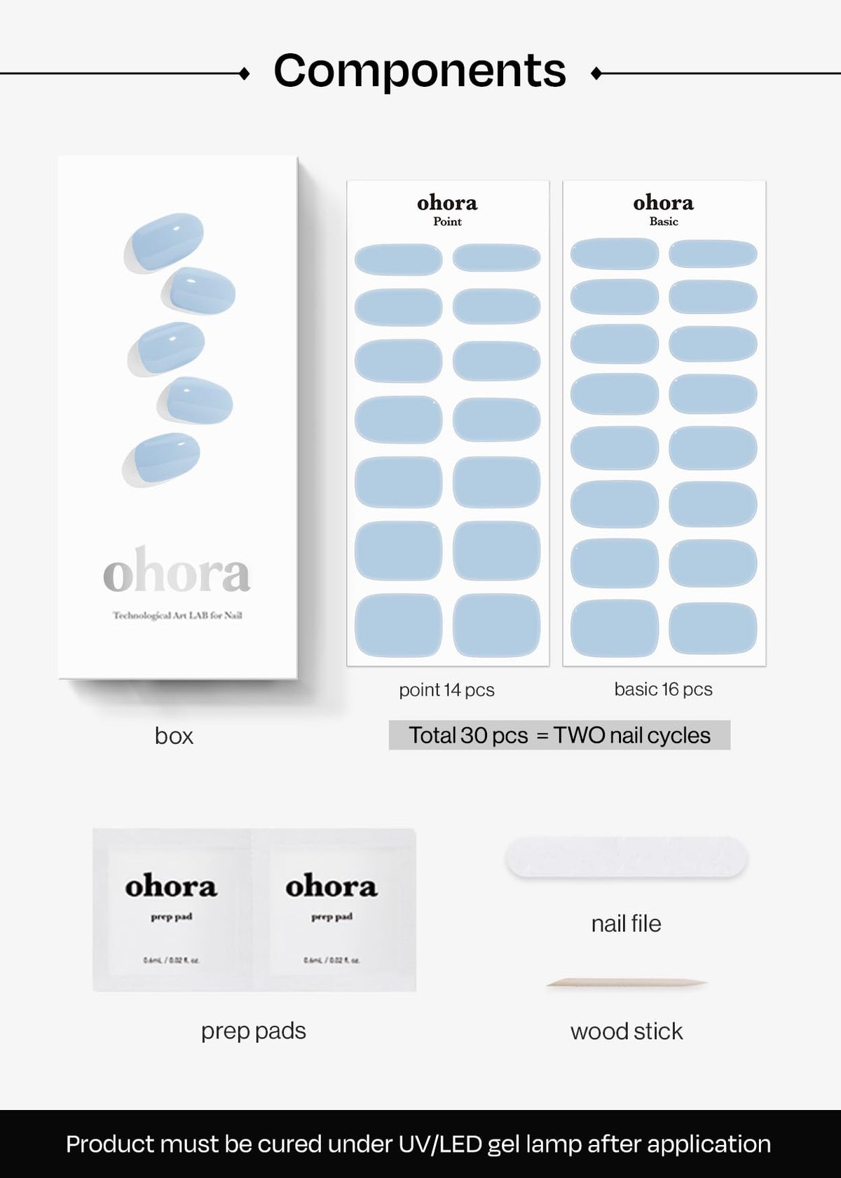 ohora spread of 15 sizes illustrating variety to match each nail precisely