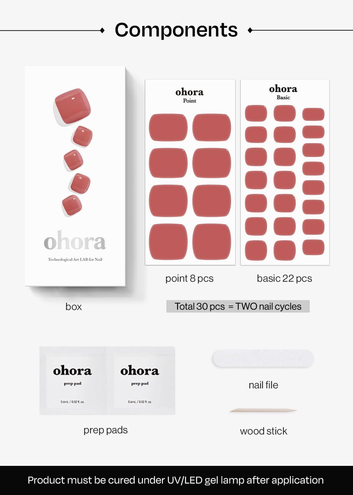 ohora size selection spread displaying 15 sizes for custom fit on nails