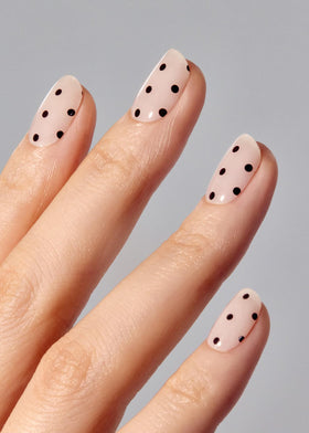 ohora close-up of polka dot strip texture showing glossy gel finish