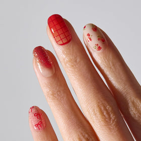 ohora nail wraps display highlighting red and pink pattern options for stylish nails