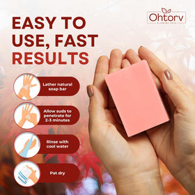 Ohrtov calamine soap sliced to reveal interior texture and moisturizing core