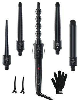 Ohuhu front packaging showing full 5-in-1 curling wand kit benefits