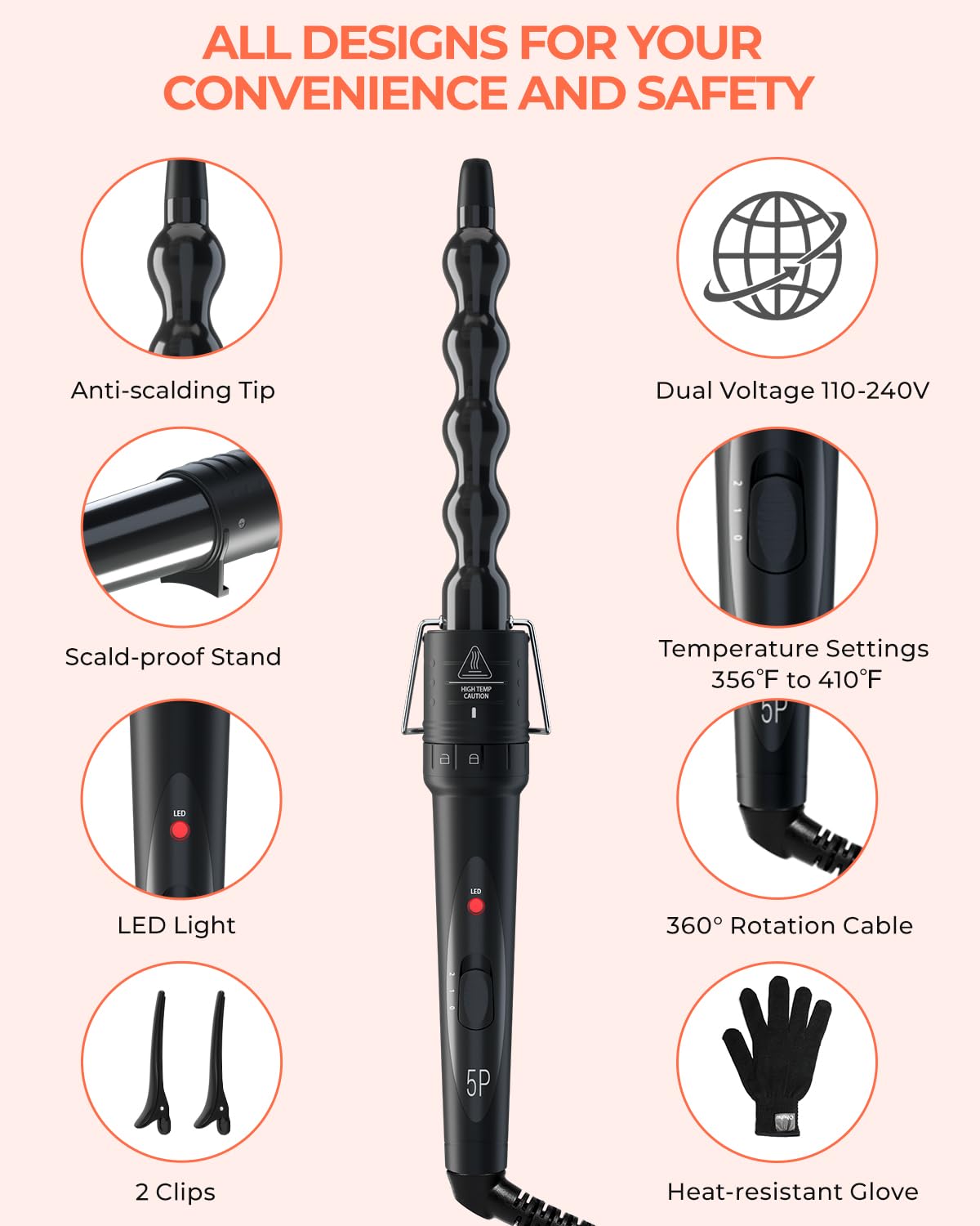 Ohuhu swivel cord and UL-certified plug for tangle-free travel