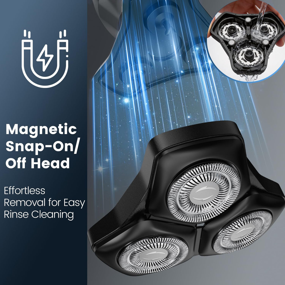OIAMTO magnetic snap-on head removed for easy cleaning and fast maintenance