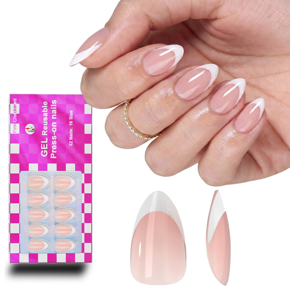 OIFEN front packaging showing short French almond nails and included glue