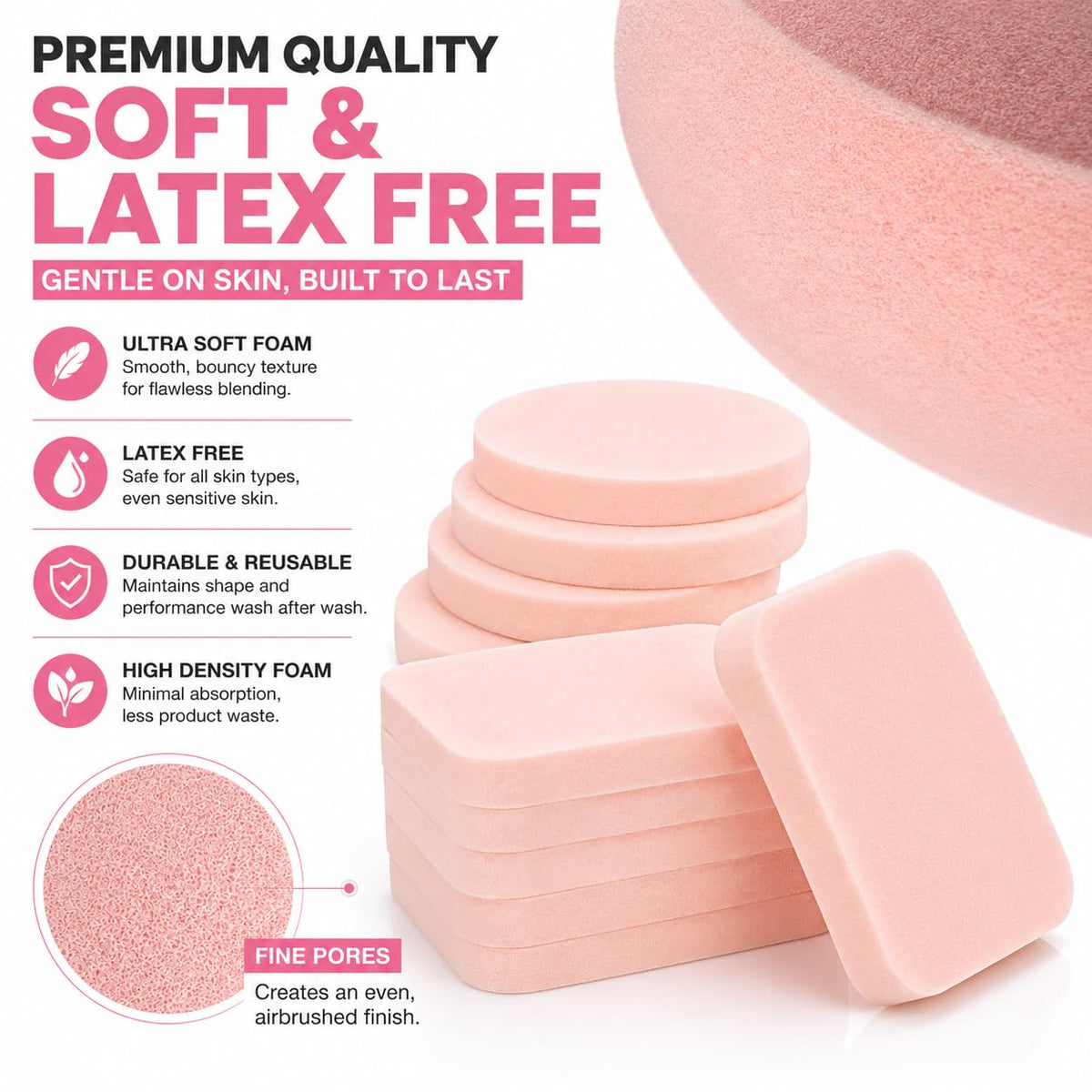 OIG Brands sponge applying foundation demonstrating even coverage and product savings