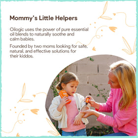 Child and parent playing outdoors with Oilogic roll-on visible in bag for on-the-spot itch relief