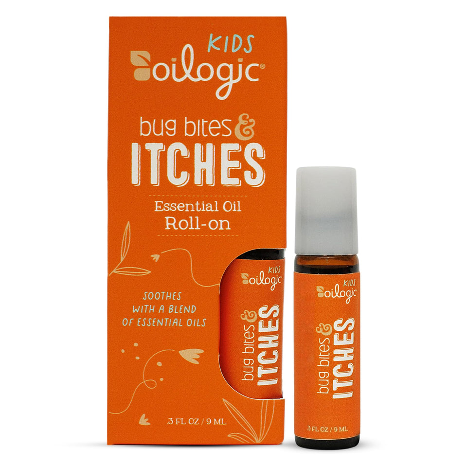 Oilogic roll-on front packaging showing label and 9ml size for easy identification and portability