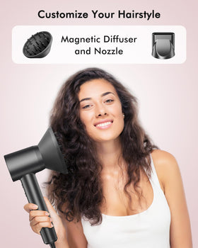 OIMYE hair dryer in use creating a smooth salon-style blowout quickly