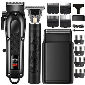 OIYO front view of complete grooming kit showing tools and accessories for easy home haircuts