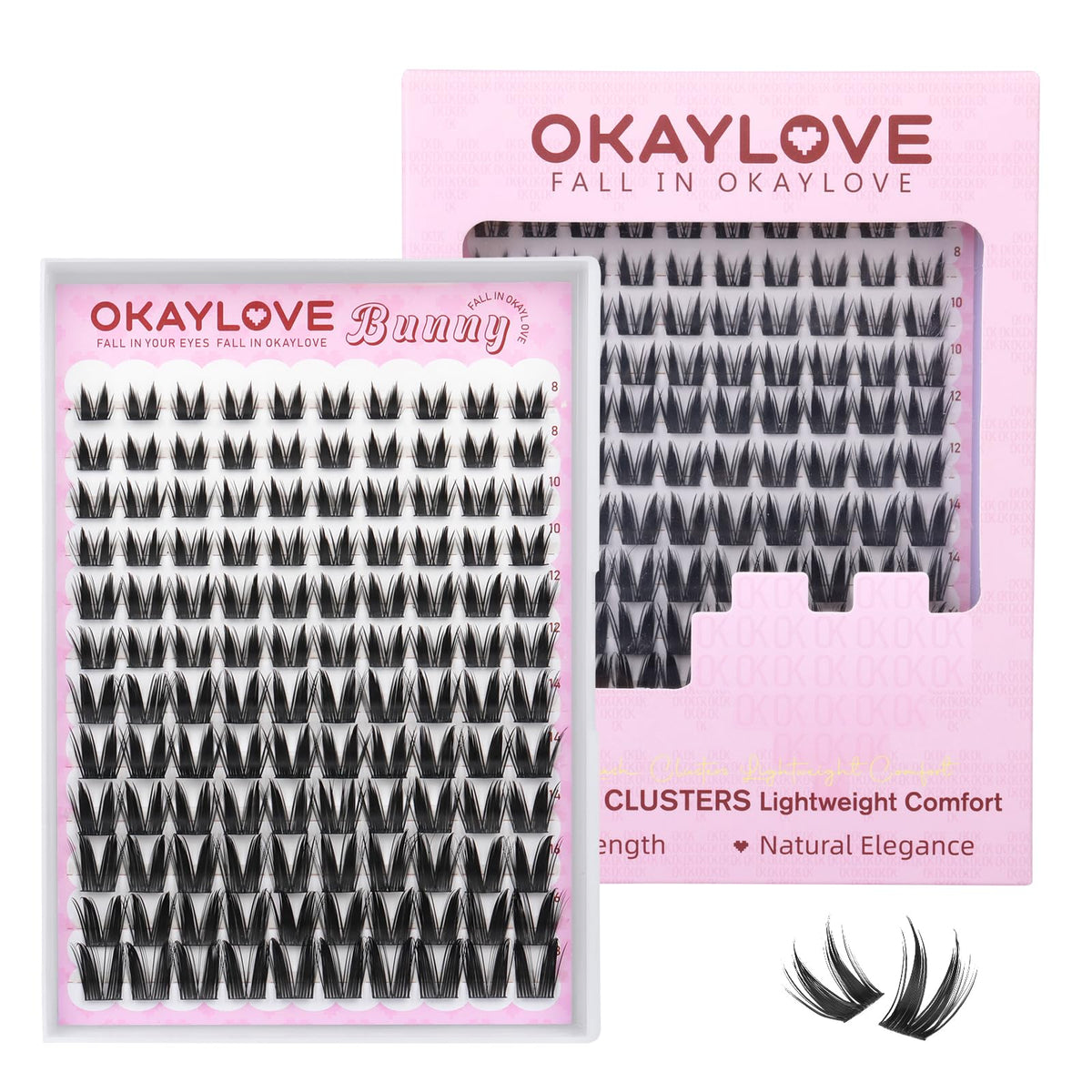 OKAYLOVE front packaging showing 120pcs BUNNY clusters for versatile looks