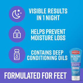 O'Keeffe's applying cream to heel demonstrating moisturization benefit