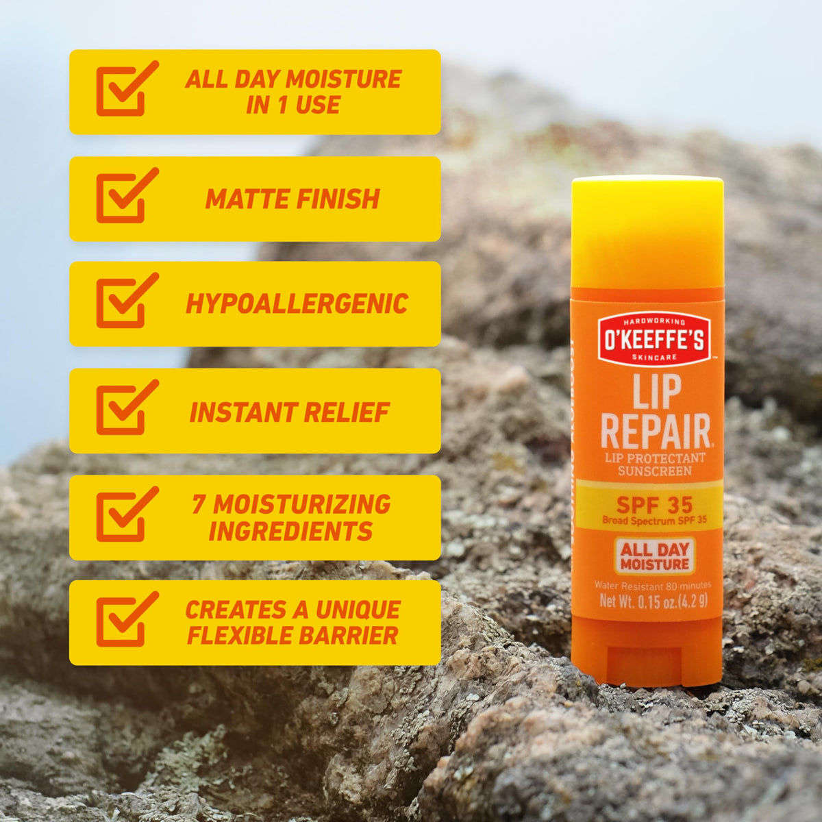 O'Keeffe's back label showing ingredient highlights and usage instructions