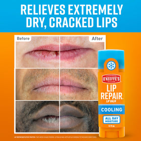 O'Keeffe's stick angled close-up highlighting smooth applicator and cooling feel