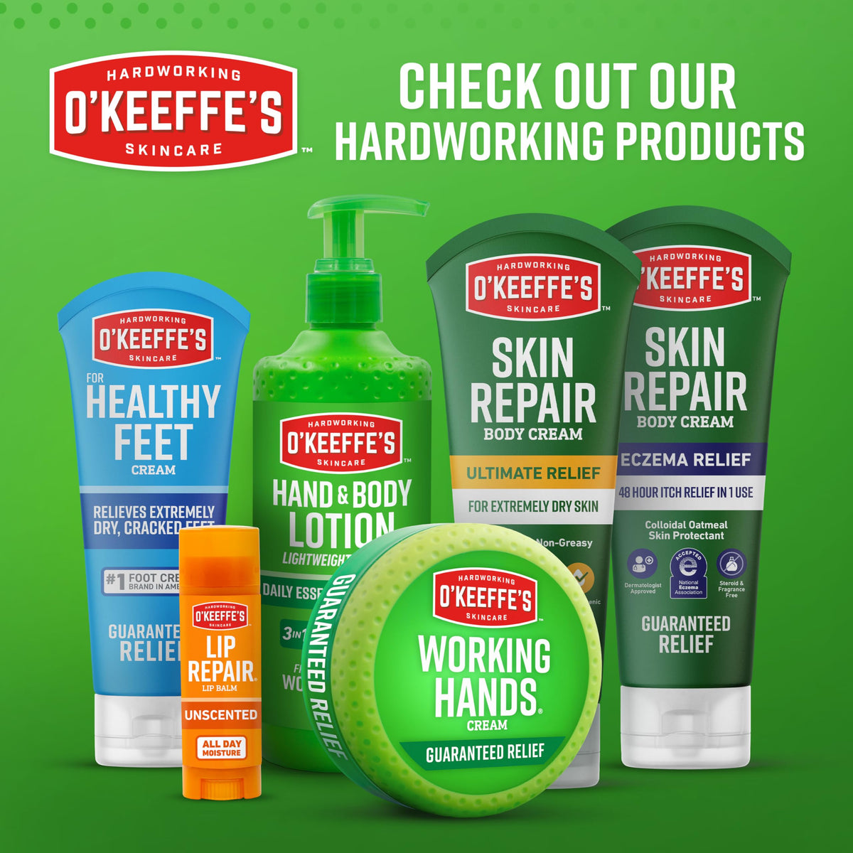 O'Keeffe's open tube dispensing cream to show easy application and consistency
