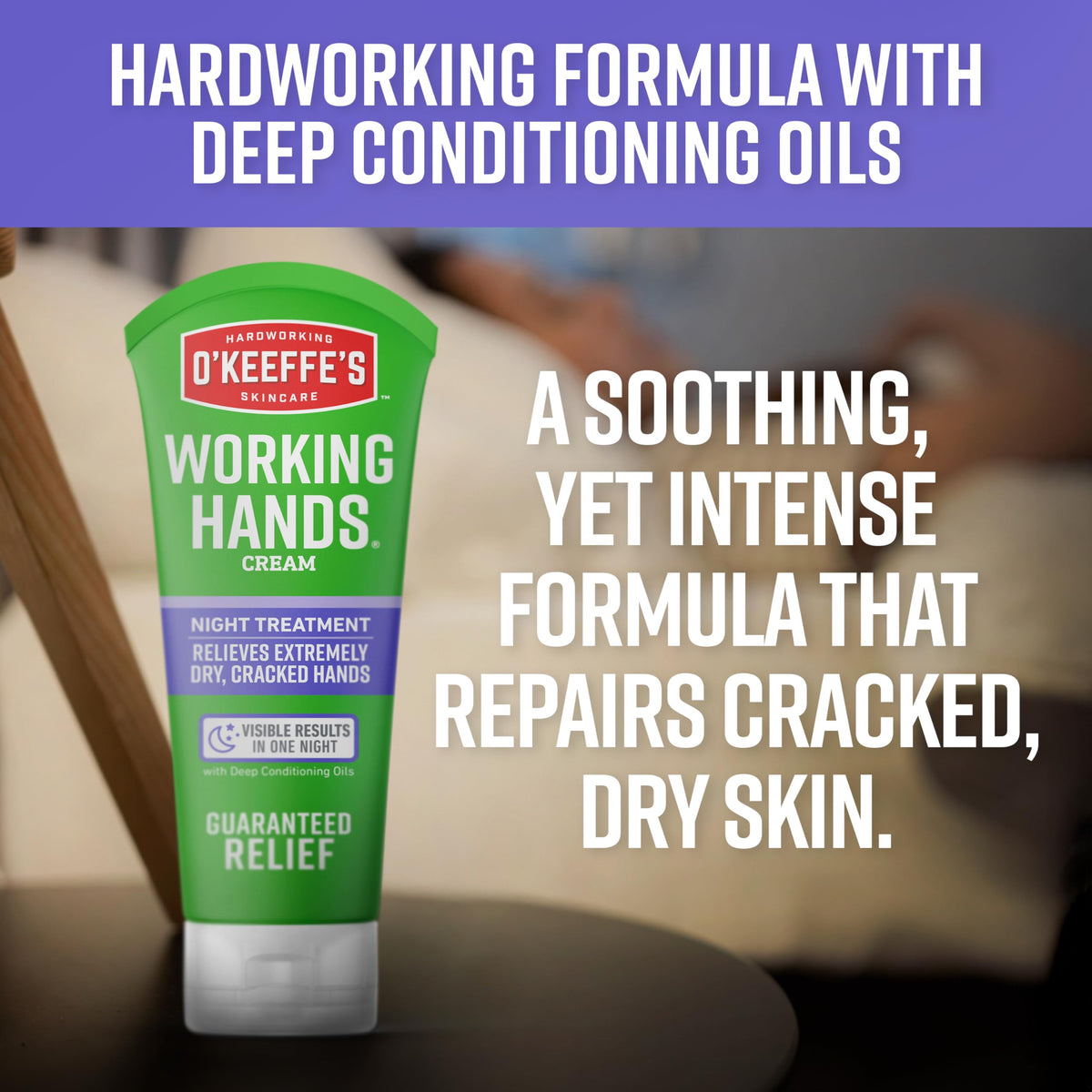 O'Keeffe's 7 oz tube held in hand to show scale and at-home supply convenience