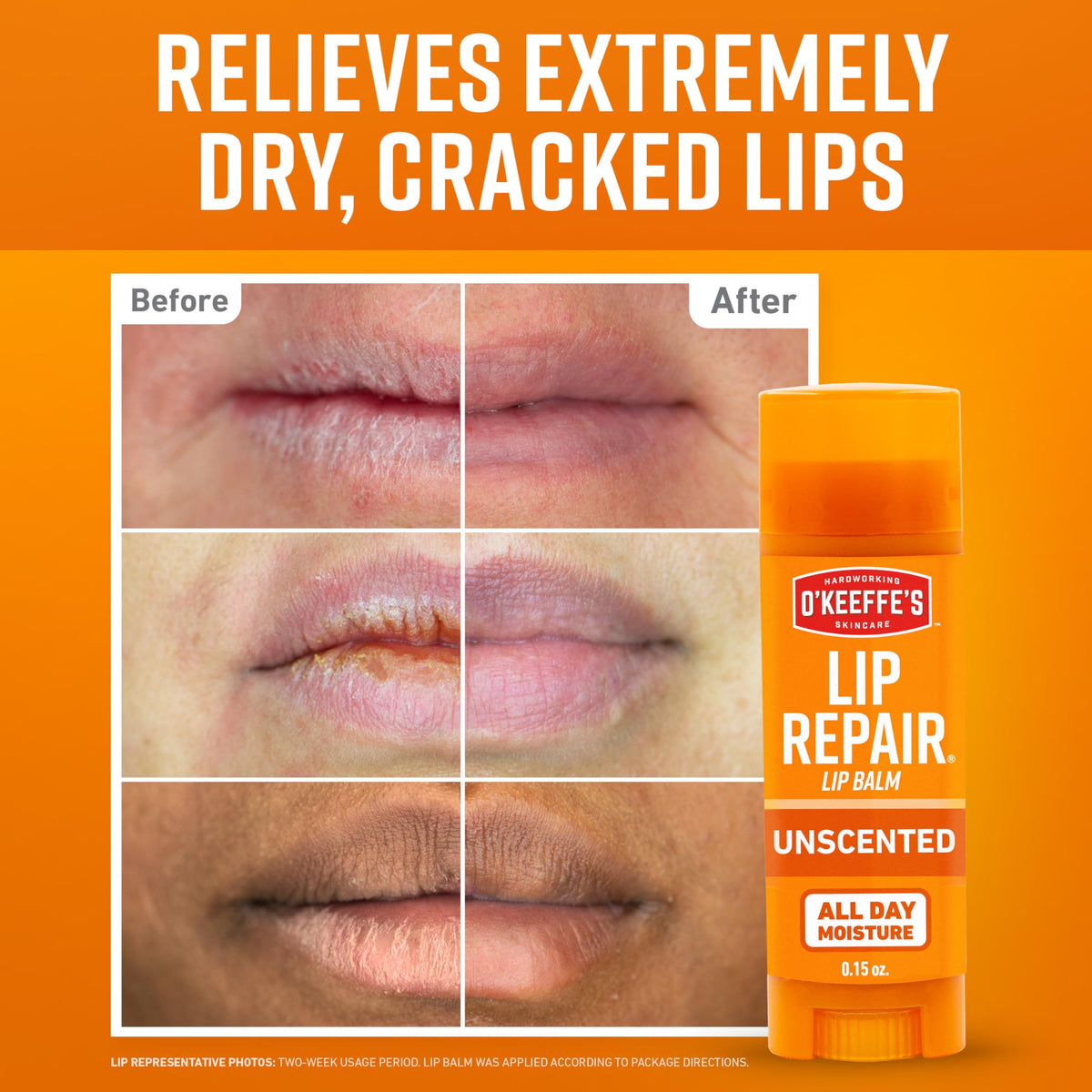 O'Keeffe's stick texture close-up highlighting smooth balm and quick absorption