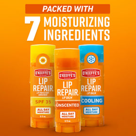 O'Keeffe's Unscented stick application on lips for gentle, fragrance-free relief
