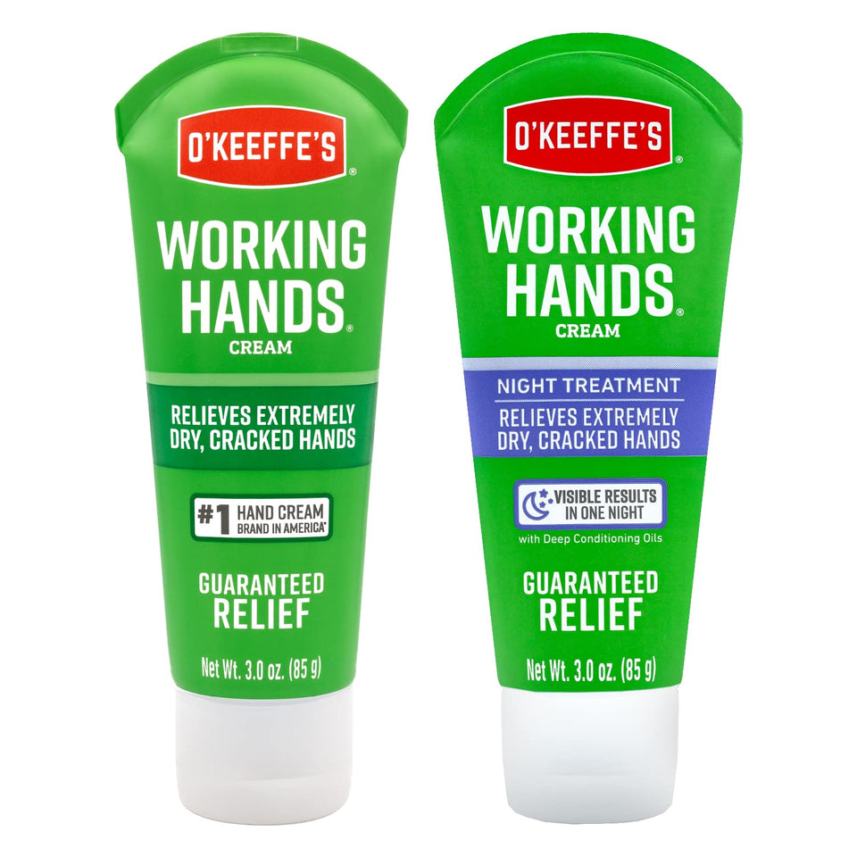 O'Keeffe's front view of two 3 oz tubes showing product and branding for quick ID and benefit