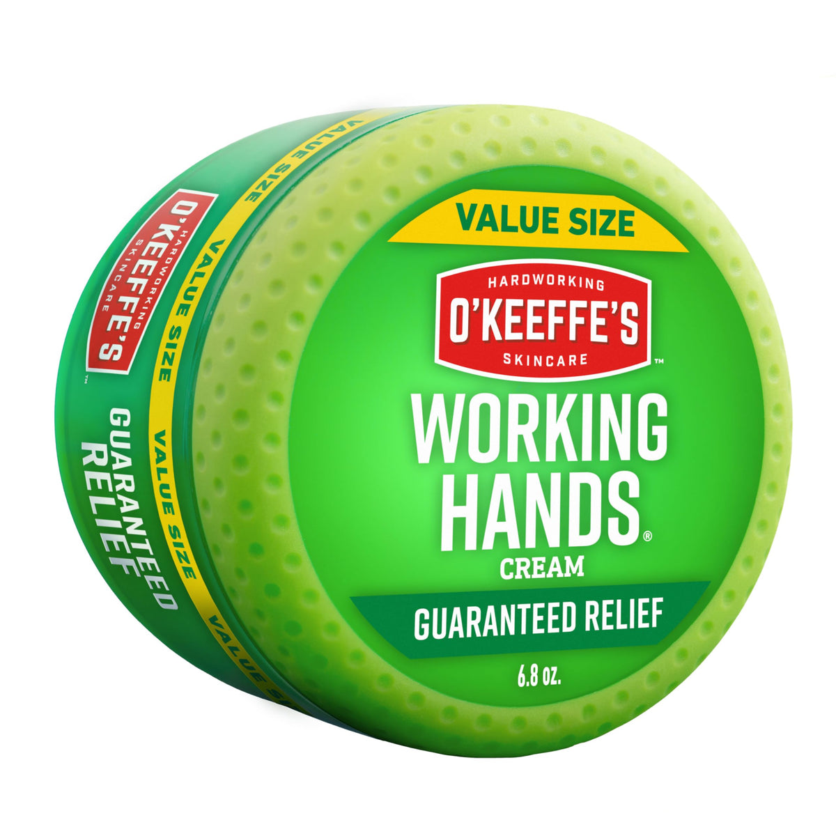 O'Keeffe's front jar showing brand and value size for reliable hydration