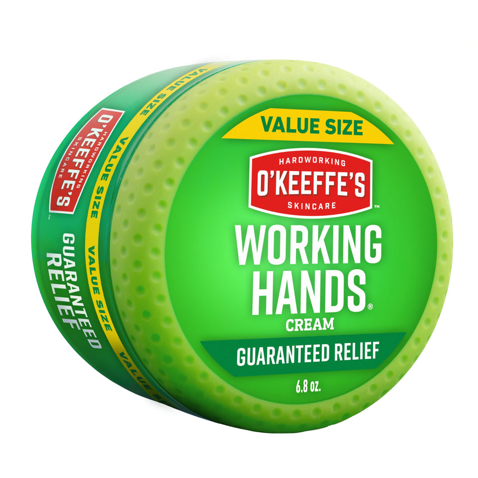O'Keeffe's front jar showing brand and value size for reliable hydration