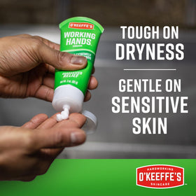 O'Keeffe's tube open with cream dispensing for controlled application benefit