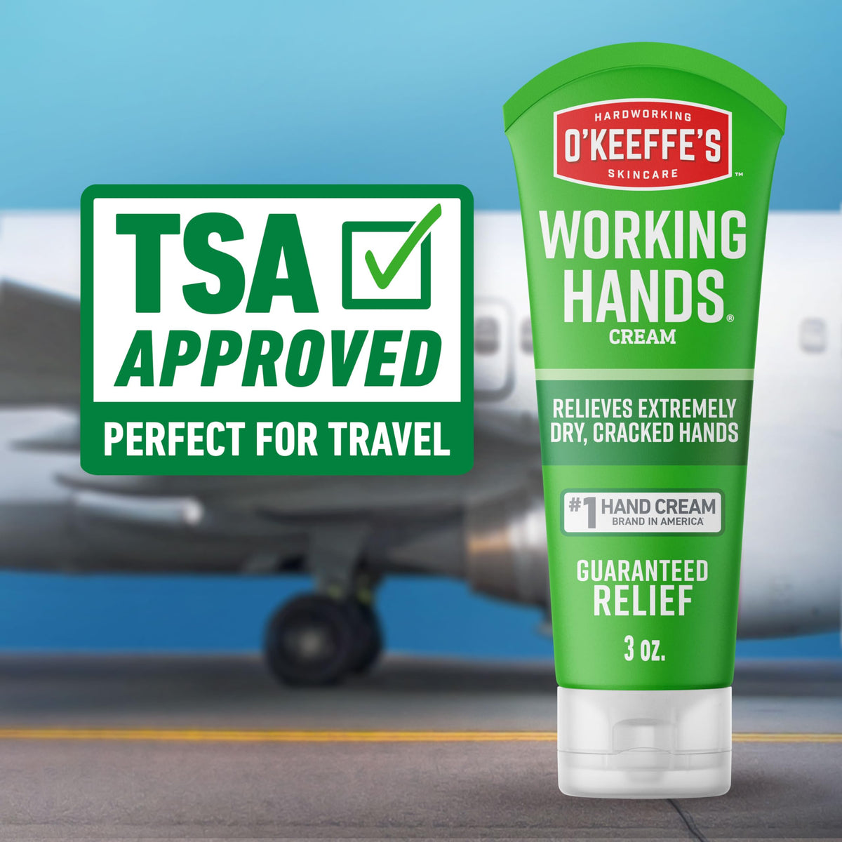 Two-pack display of O'Keeffe's tubes showing value and on-the-go convenience