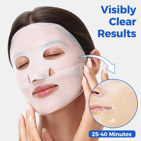 Okela serum essence drops beside mask showing hydrating hyaluronic benefit