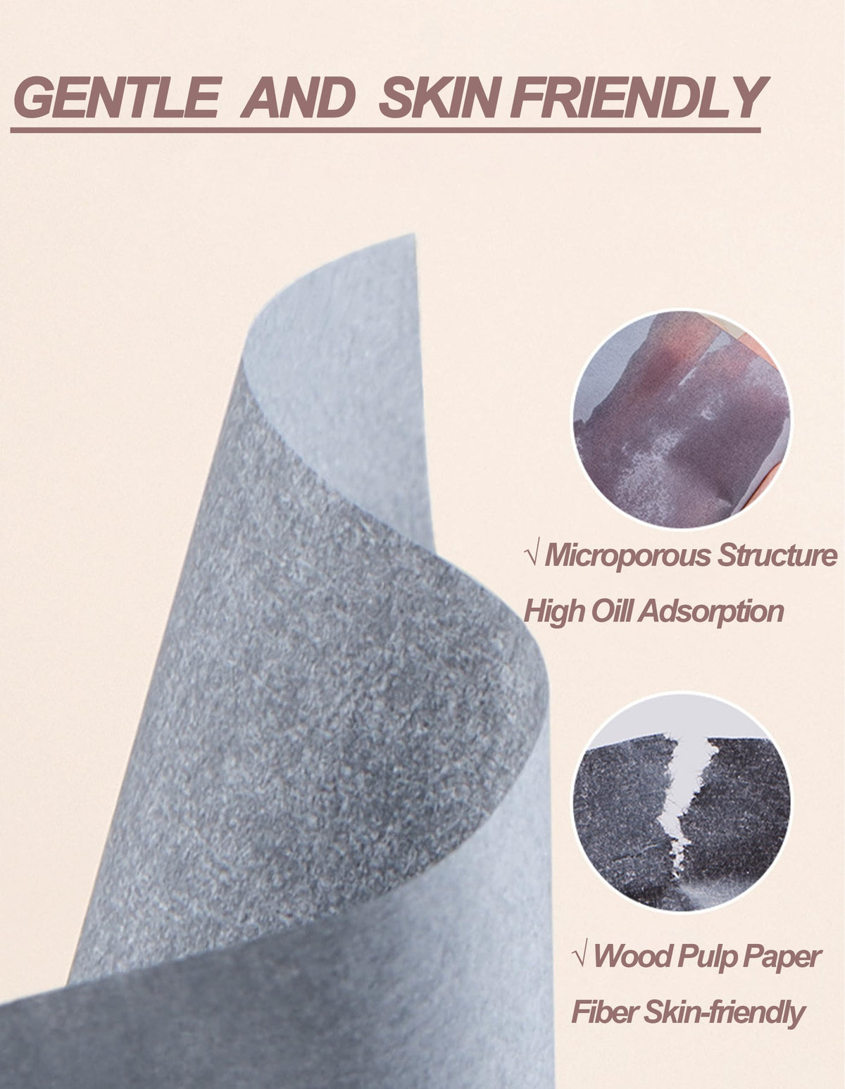 Okerker application demo pressing sheet on nose to control shine and preserve makeup