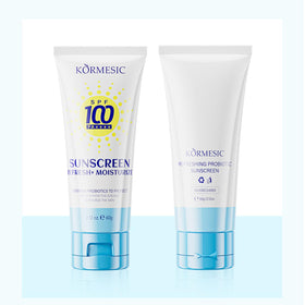 Okerker label close-up highlighting SPF100+ PA++++ ingredient list