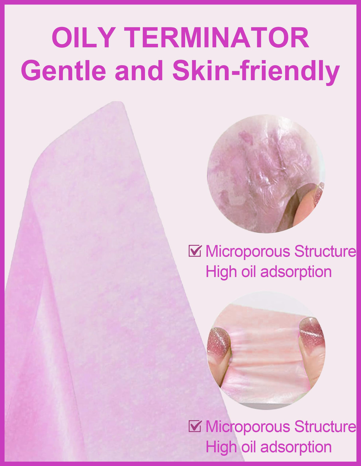 Okerker blotting sheet in hand showing size and easy single-handed use