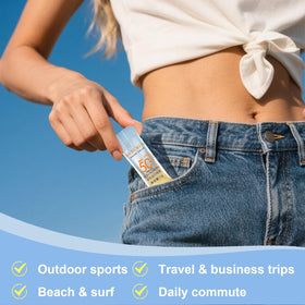 Okerker travel pouch with tubes showing convenience for trips and bags