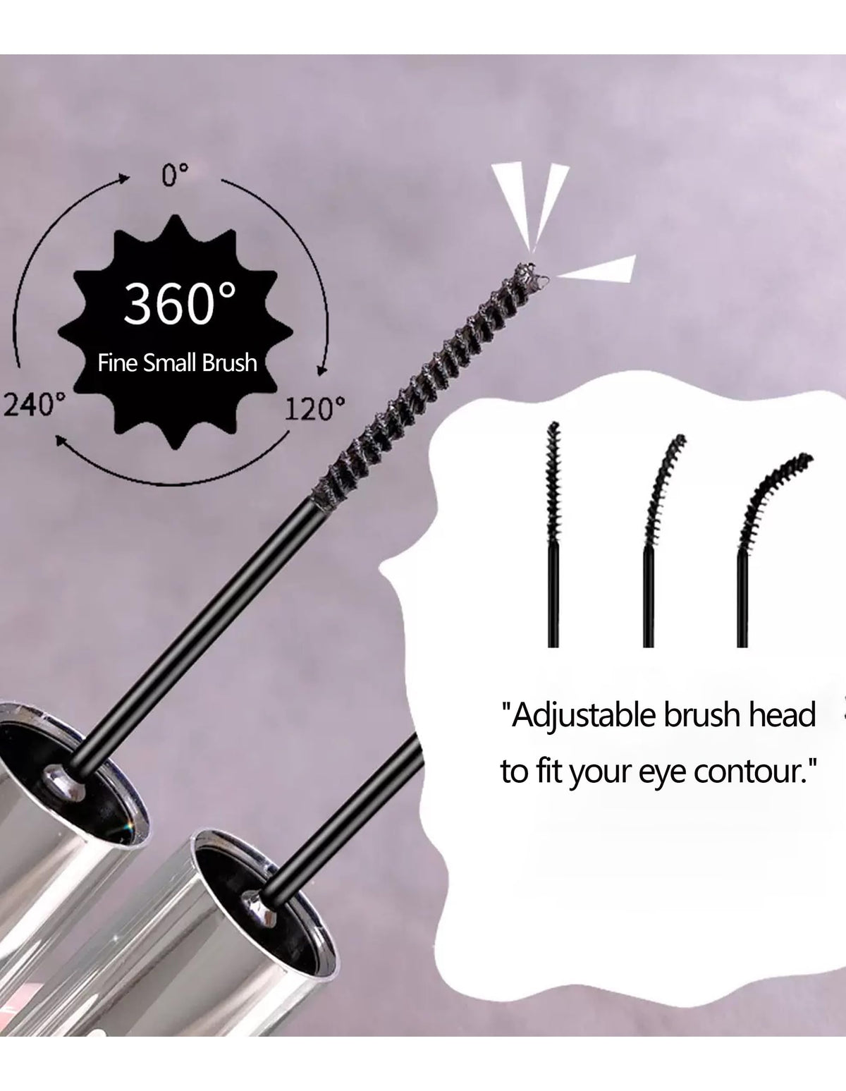 Okerker wand angled to show adjustable head reaching inner and lower lashes