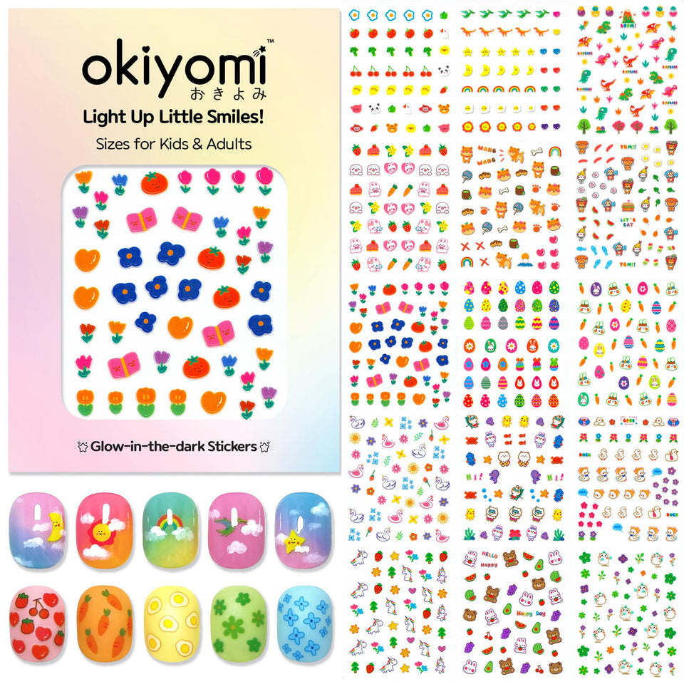 okiyomi front packaging showing 15 sheets and playful designs for easy selection