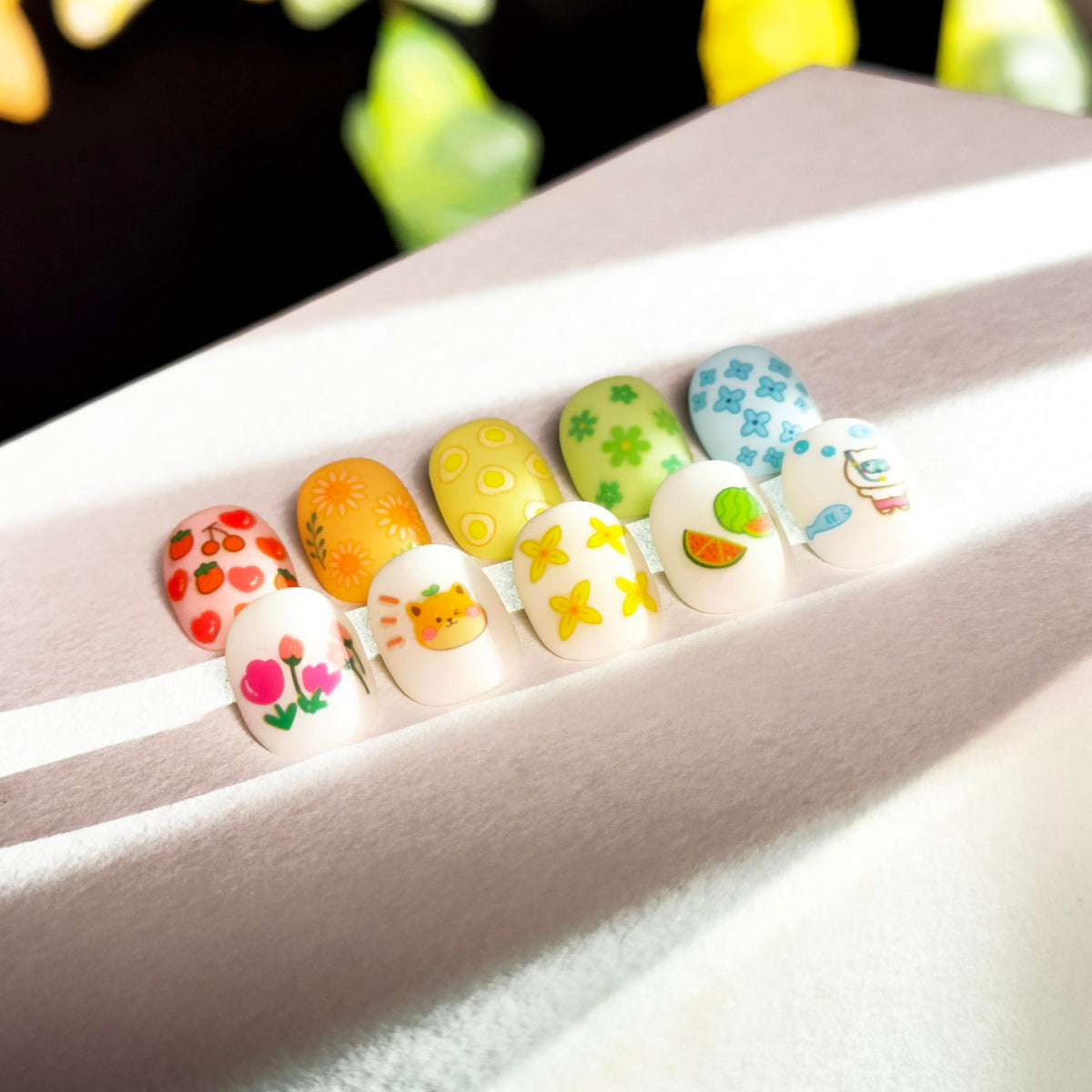 okiyomi sheet layout with mixed flowers, bunnies, unicorns and fruit stickers for creative choices