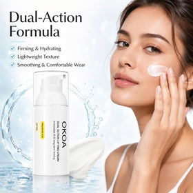 OKOA Cream being applied on hand demonstrating fast absorption and hydrated finish