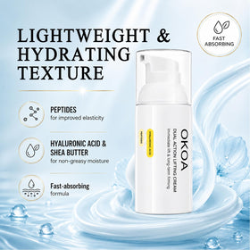 OKOA Cream next to ruler illustrating 30ML compact size and travel-friendly convenience