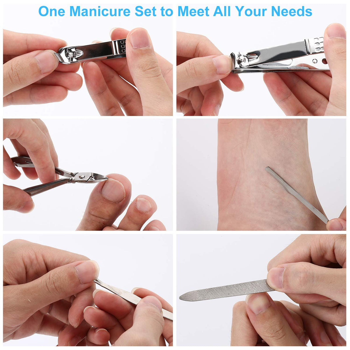 OKOM close-up of stainless steel nail clippers demonstrating sharp precision