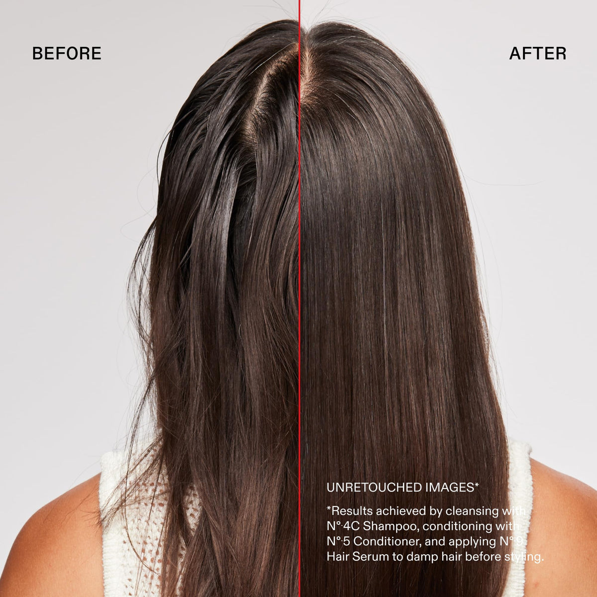 Side-by-side color before and after Olaplex showing restored vibrancy