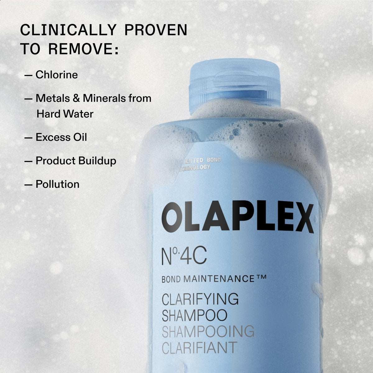 Back label of Olaplex bottle with ingredient list and usage instructions